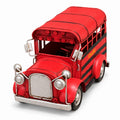 Schoolhouse Bus, a red miniature school bus with black stripes, front view